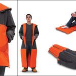 Inflatable Sleeping Coat: jaqueta, casaco de chuva, saco de dormir e colchão