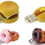 Memória USB em formato de cachorro-quente, donuts e hamburguer