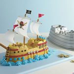Forma de bolo no formato de navio pirata
