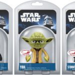 Fones de ouvido (earbuds) retráteis Star Wars (Yoda, Darth Vader, Storm Trooper) da Funko