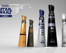 Garrafas de água Evian com design do Star Wars
