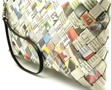 Bolsas feitas com jornal reciclável