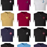Camiseta polo com logo dos personagens da Marvel