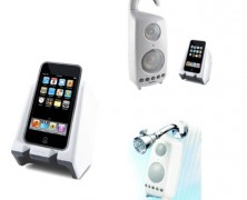 Alto falante sem fio para chuveiro com transmissor de dock station para iPod/Mp3 players
